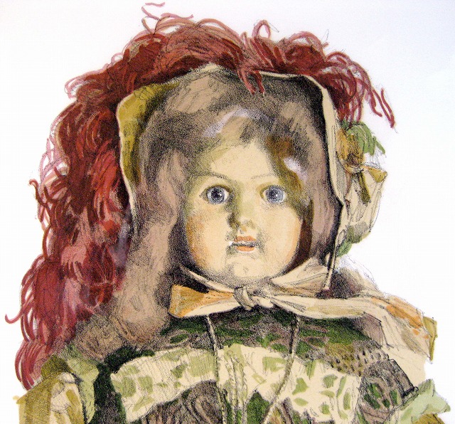 小磯良平 フランス人形・貴婦人の人形 1977年 絵画（小磯良平版画集 表紙掲載図柄/リトグラフ）作品